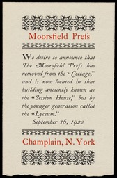 Moorsfield Press, Champlain, New York